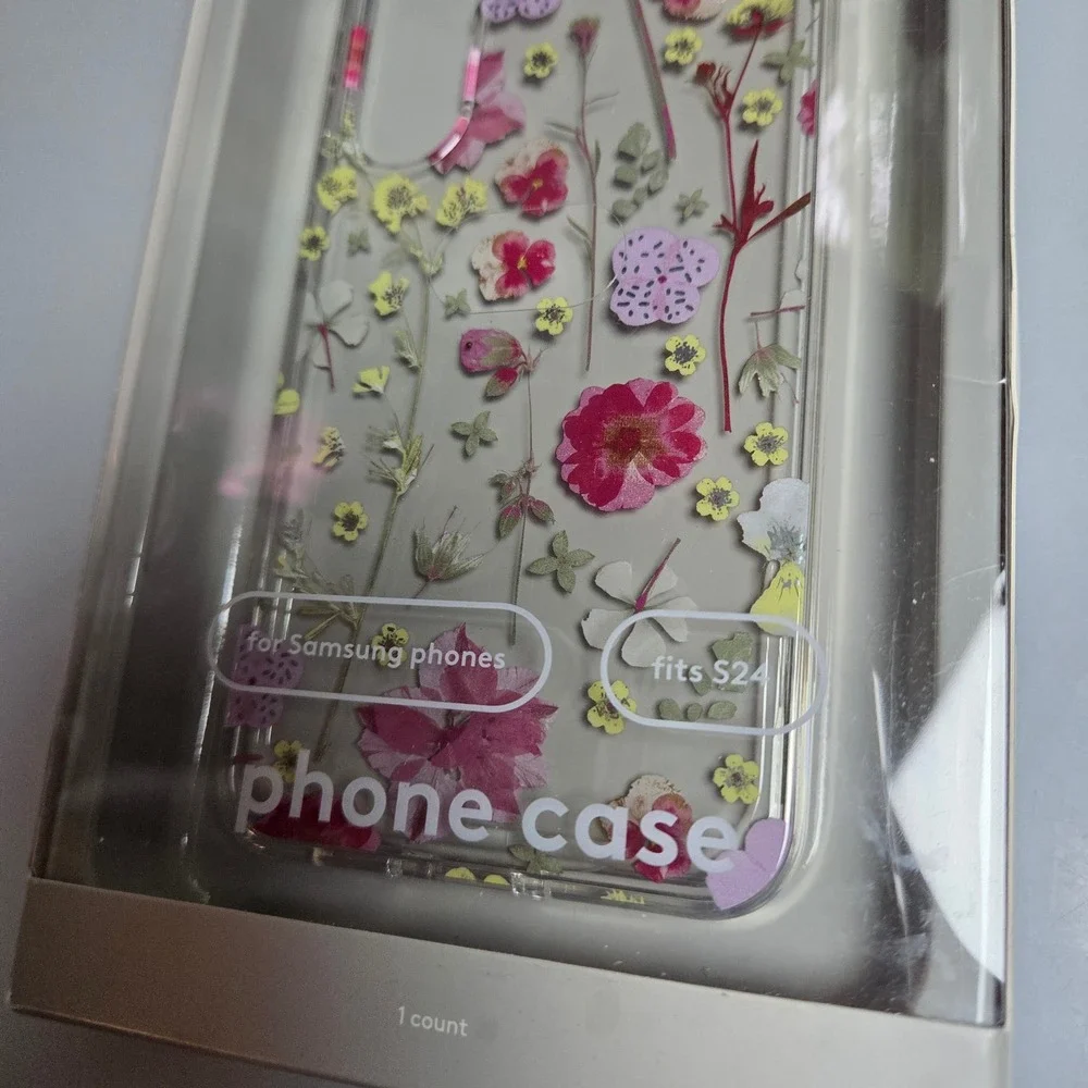 Heyday Samsung Galaxy S24 Phone Case Clear with Pressed Wildflowers Floral